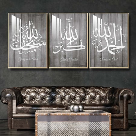 ثلاث لوحات جدارية مع  برواز واكريلك شفاف