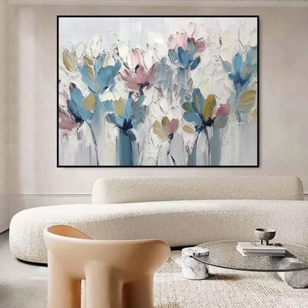 لوحة قماشية بتصميم ورود مع برواز مجوف