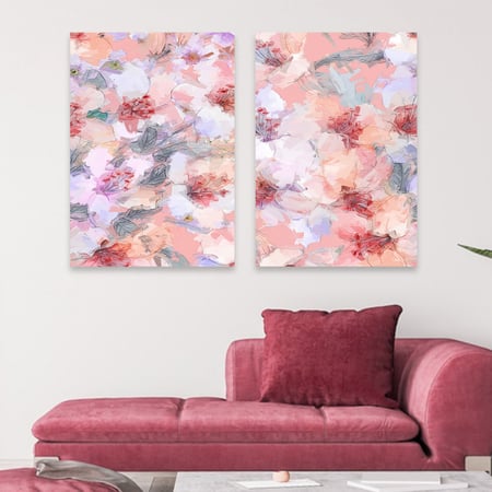 لوحة قماشية ثنائية بتصميم مودرن بنقشة وردة