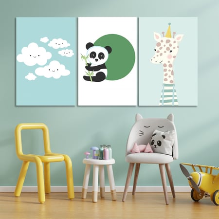 لوحة قماشية ثلاث قطع مودرن لغرف الأطفال