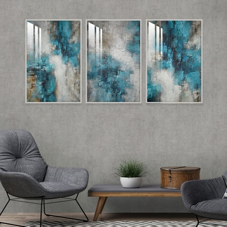 ثلاث لوحات جدارية مع برواز واكريلك شفاف