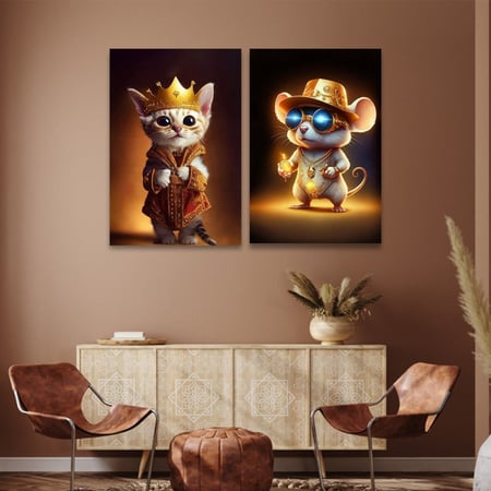 لوحة قماشية ثنائية بتصميم أنمي