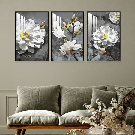 ثلاث لوحات جدارية مع برواز واكريلك شفاف