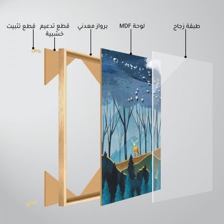 ثلاث لوحات جدارية مع  برواز واكريلك شفاف