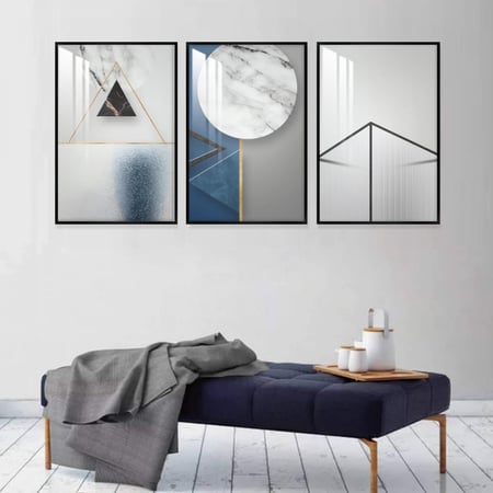 ثلاث لوحات جدارية مع برواز واكريلك شفاف