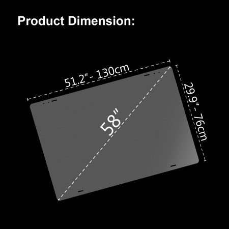 حماية شاشة التلفزيون 58 بوصة ,  حماية فائقة من الصدمات مقاوم للكسر وضد الماء