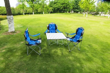 موديل البريميوم الافخم - طقم طاولة و 3 كراسي حجم كبير قابلين للطي للاستخدام الخارجي للتخييم والنزهات والرحلات