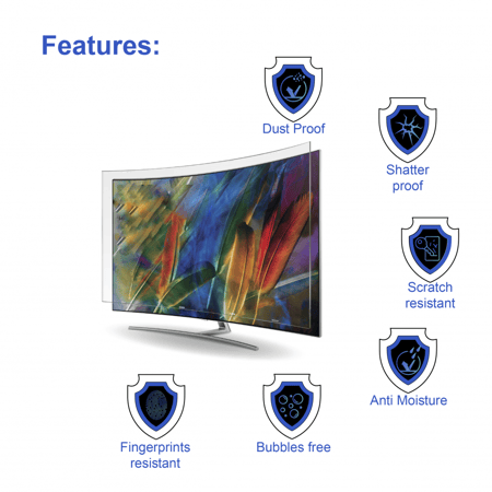 حماية شاشة التلفزيون 55 بوصة منحنية ,  حماية فائقة من الصدمات مقاوم للكسر وضد الماء