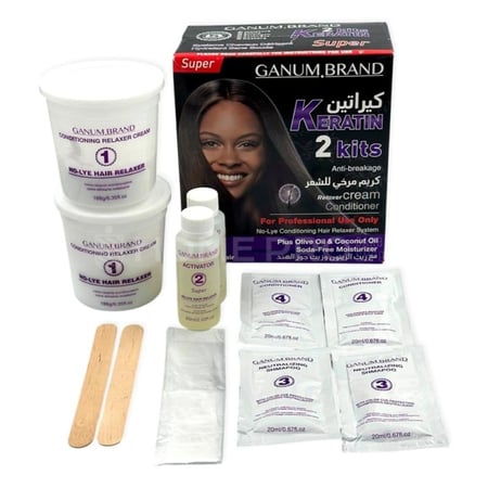 2 مجموعة من كيراتين كريم فرد وتنعيم الشعر المضاد للتكسر بدون غسول، مع زيت الزيتون وجوز الهند سوبر