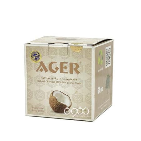 فحم اجير اكسترا AGER Extra  للشيشة مربعات من قشور جوز الهند
