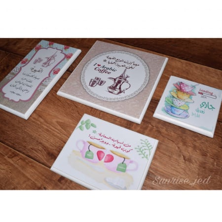 4 لوحات خشبية لركن الكوفي