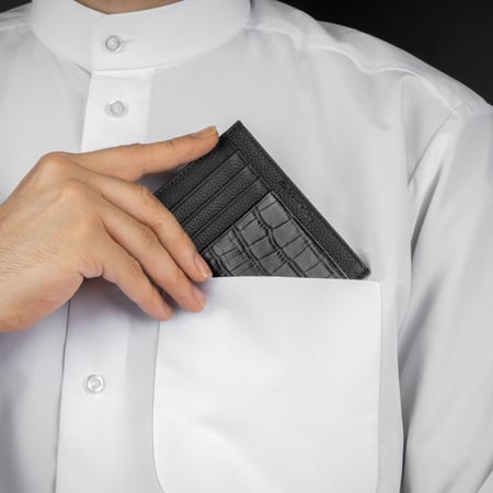 محفظة جلد أسود - البائع الذهبي