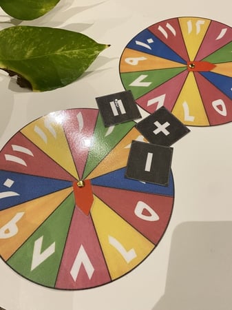 استراتيجية العجلات للجمع والطرح ( يحتوي على عجلتين مزودة بالارقام العربية واسهم متحركة ومزودة بمغناطيس + علامتي جمع وطرح ويساوي ومزودة بمغناطيس جميعها طباعة ملونة ومغلفة حراريا )