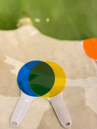 العدسة المكبرة لتمييز الألوان ( خمسة عدسات بلاستيكية مناسبة للتعرف على الألوان وأيضًا خلط الألوان لتنتج ألوان جديدة )