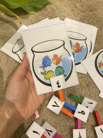 بطاقات العدد مدلوله من 1 - 10 باللغة العربية ( عشرة بطاقات مقاس a6 + عشرة مشابك خشبية صغيرة مزودة بأرقام جميعها طباعة ملونة ومغلفة حراريًا )