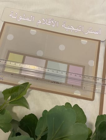 استراتيجية الاقلام تناسب المجموعات او بين افراد المجموعة الواحدة لطرح الأسئلة كتغذية راجعة أو التمهيد القبلي أو البعدي ( قاعدة صورة مغلفة حراريًا ، اربعة بطاقات اقلام ملونة مغلفة حراريًا ) يمكن استخدام قلم السبورة للكتابة والمسح عليها