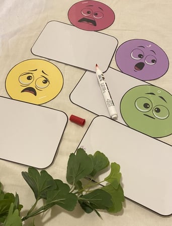 استراتيجية الرؤوس الملونة ( 4 بطاقات اصوات الحرف القصيرة ، طباعة ملونة ومغلفة حراريًا ومزودة بمغناطيس )