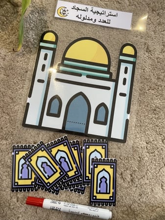 استراتيجية السجاد للعدد ومدلوله ( بطاقة قاعدة مقاس a4 مزودة بخانة لكتابة العدد طباعة ملونة ومغلفة حراريًا ويمكن الكتابة والمسح عليها + قطع سجاد ملون للعد مقاس 8*4 سم طباعة ملونة ومغلفة حراريا)