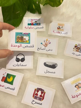 اشارات ناطقة منطقة الكتب والاستماع ( 10 بطاقات ) طباعة ليزر ومغلفة حراريًا