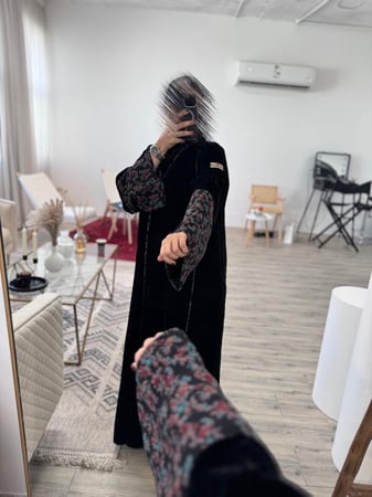 عباية مخمل مع كشميري