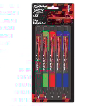 موستنج أقلام حبر جاف مجموعة من 5 الوان (أسود ، أخضر ، أحمر ، أزرق) ، قلم مصمم بمشبك ، كتابة سلسة ، مثالي لتدوين الملاحظات ، الرسم ، التخطيط