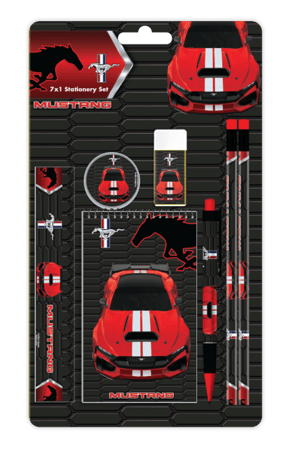 مجموعة أدوات قرطاسية موستنج 7 قطع – مجموعة جريئة وعملية للمدرسة والواجبات والرسم
