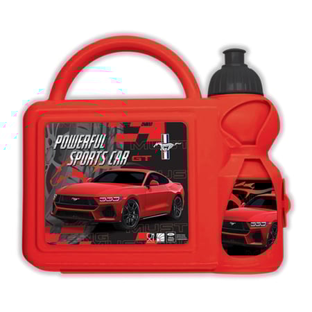 موستنج مجموعة صندوق الغداء و الزمزمية للأطفال ، حل تخزين طعام واسع ومتعدد الإستخدامات للمدرسة ، والنزهات ، والسفر - أحمر