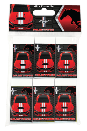 مجموعة ممحاة موستنج 6 قطع في كيس OPP – أدوات مكتبية رائعة للمدرسة والواجبات والمكتب