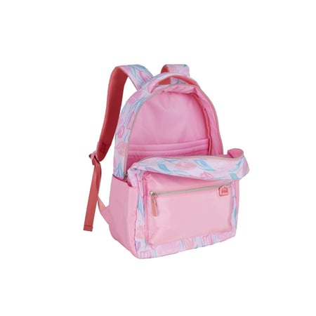 بوز شنطة ظهر17"مع مقلمية ورود وردي