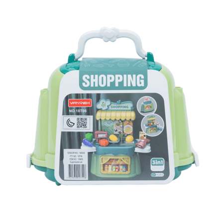 مجموعة التسوق للأطفال 24 قطعة، مجموعة لعب الأدوار للأطفال، مجموعة التسوق مع ملحقات في شنطة محمولة