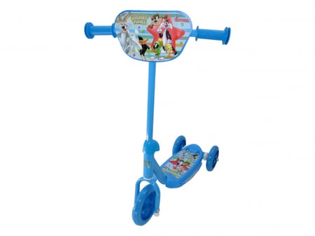 لوني تونز سكوتر 3  عجلات للأطفال ، مناسب للإستخدام الداخلي والخارجي ، هيكل متين وخفيف الوزن ، هدية مناسبة لمحبي لوني تونز - أزرق