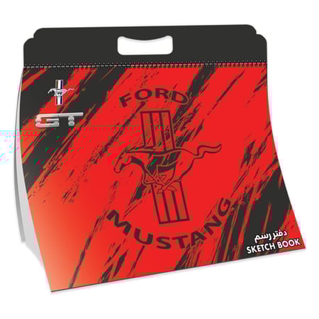 موستنج كراسة رسم حلزونية (350 × 252 ملم) ، 15 ورقة ، غلاف بلاستيك ، للرسم والتلوين والكتابة - أسود & أحمر