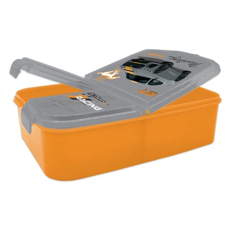 موستنج صندوق غداء بلاستيكي 3 أقسام للأطفال ، متعدد الإستخدامات ، للمدرسة ، والنزهات ، والسفر ووجبات التخييم ، الحجم المثالي للأطفال  - رمادي & برتقالي