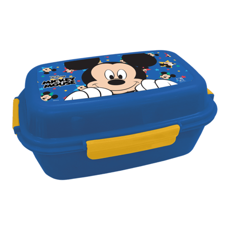 علبة غداء ميكي ماوس بلاستيكية مع 4 فواصل وإغلاق محكم من السيليكون – وعاء وجبات ممتع للأطفال في المدرسة والسفر والحضانة