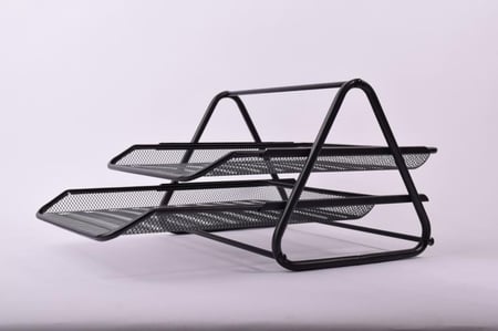 كلاس رفوف مستندات ( 2 رف)، منظم مكتب، حامل الملفات والمستندات، رفوف شبكية ستانلس ستيل - أسود