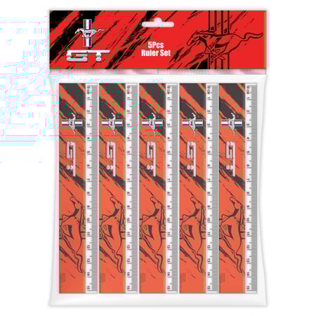 موستنج مجموعة مساطر 15 سم (6 بوصة) ، مسطرة بالسنتيمتر والمليمتر ، الأدوات الأساسية للمهام الرياضية والهندسية ، مجموعة من 5 قطع - أحمر