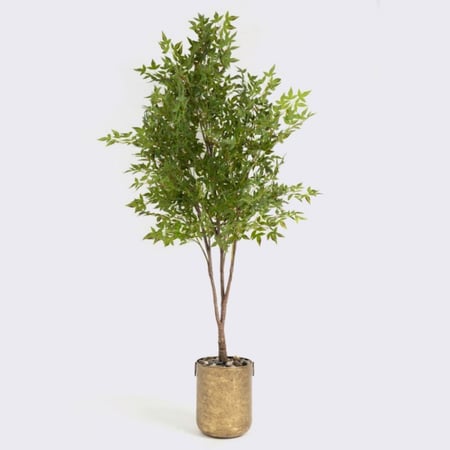 شجرة صناعي مع حوض ذهبي فاخر ارتفاع 230 سم