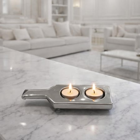 حامل شمع سيراميك فضي