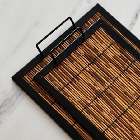 صينية تقديم  معدن بطيقة خزف طبيعي