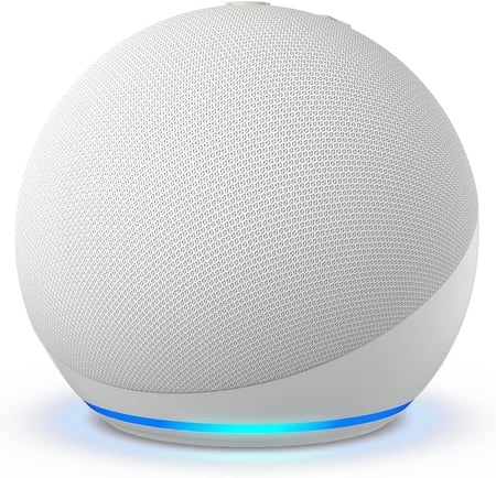 Echo Dot (الجيل الخامس) | سماعة بلوتوث ذكية أليكسا | استخدم صوتك لتشغيل القرآن أو الموسيقى، وتحكم بالأجهزة المنزلية الذكية، وأكثر (متوفر الآن باللهجة الخليجية)