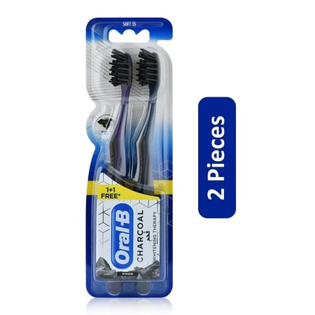 أورال بى فرشاة أسنان فحم للتبييض (1+1)