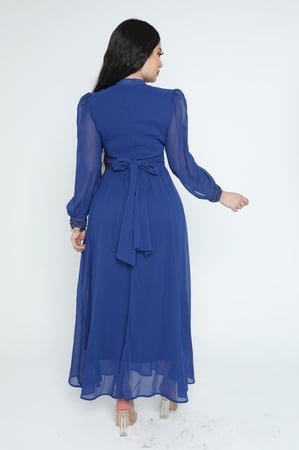 فستان سهرة شيفون مزين بالكريستال