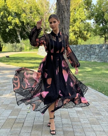 فستان مورد نسائي ناعم ميدي