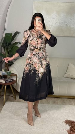 فستان ميدي مشجر بناتي