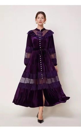 فستان طويل مخمل للمناسبات