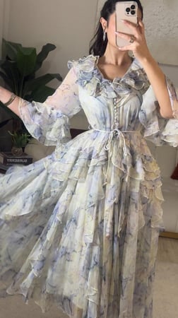 فستان نسائي راقي اوغنزا مشجر  بقصات طبقات