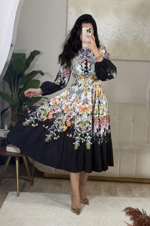 فستان بناتي فخم الخامه كتان مورد