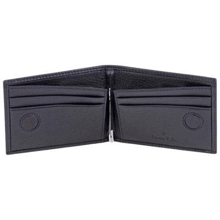 محفظة نقود رفيعة بمشبك للنقود من بيكاسو اند كو، مصنوعة من جلد العجل، الطراز 705 – اللون الأزرق.