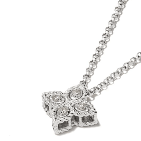 سلسال وردة روبرتو كوين صغير مرصع بالألماس ذهب أبيض أو أصفر