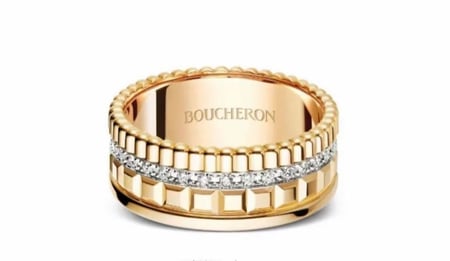 خاتم كبير مع محيط الماس من بوشرون ذهب عيار 18 بتصميم فاخر